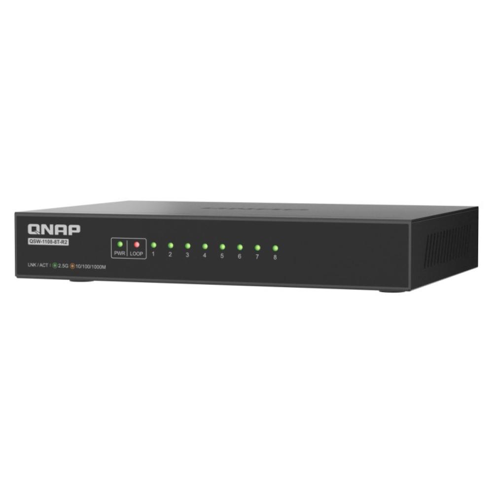 QNAP - QSW-1108-8T-R2 switch No administrado 2.5G Ethernet (100/1000/2500) Escritorio Negro
