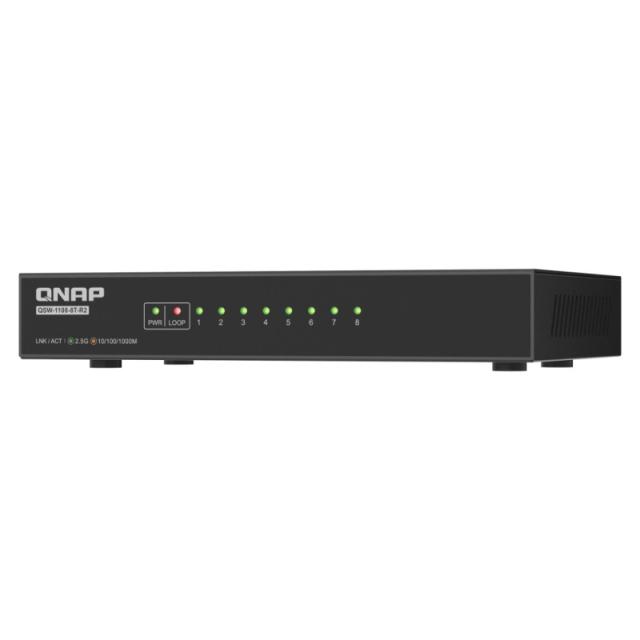 QNAP - QSW-1108-8T-R2 switch No administrado 2.5G Ethernet (100/1000/2500) Escritorio Negro