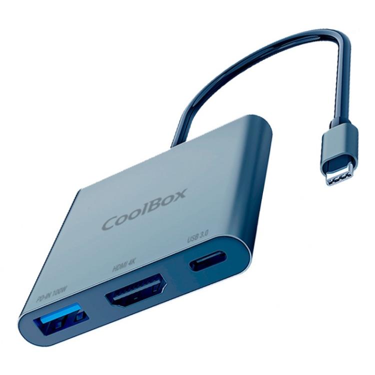 CoolBox - MINIDOCK C31 ALUMINIO USB-C A HDMI 4K/USB-A/USB-C 3.2 GEN1 PC/MAC/CONSOLAS