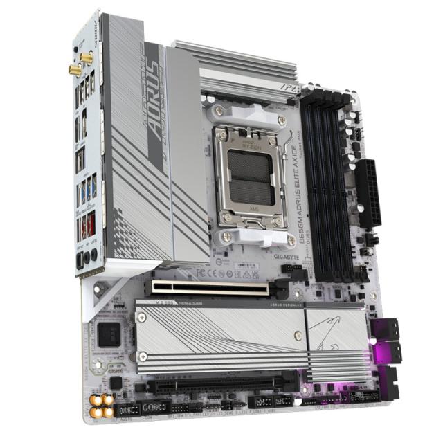 GIGABYTE - B650M AORUS ELITE AX ICE Placa base - AMD Ryzen serie 9000, VRM de 12+2+2 fases, hasta 8000 MHz DDR5 (OC), 1xPCIe 5.0