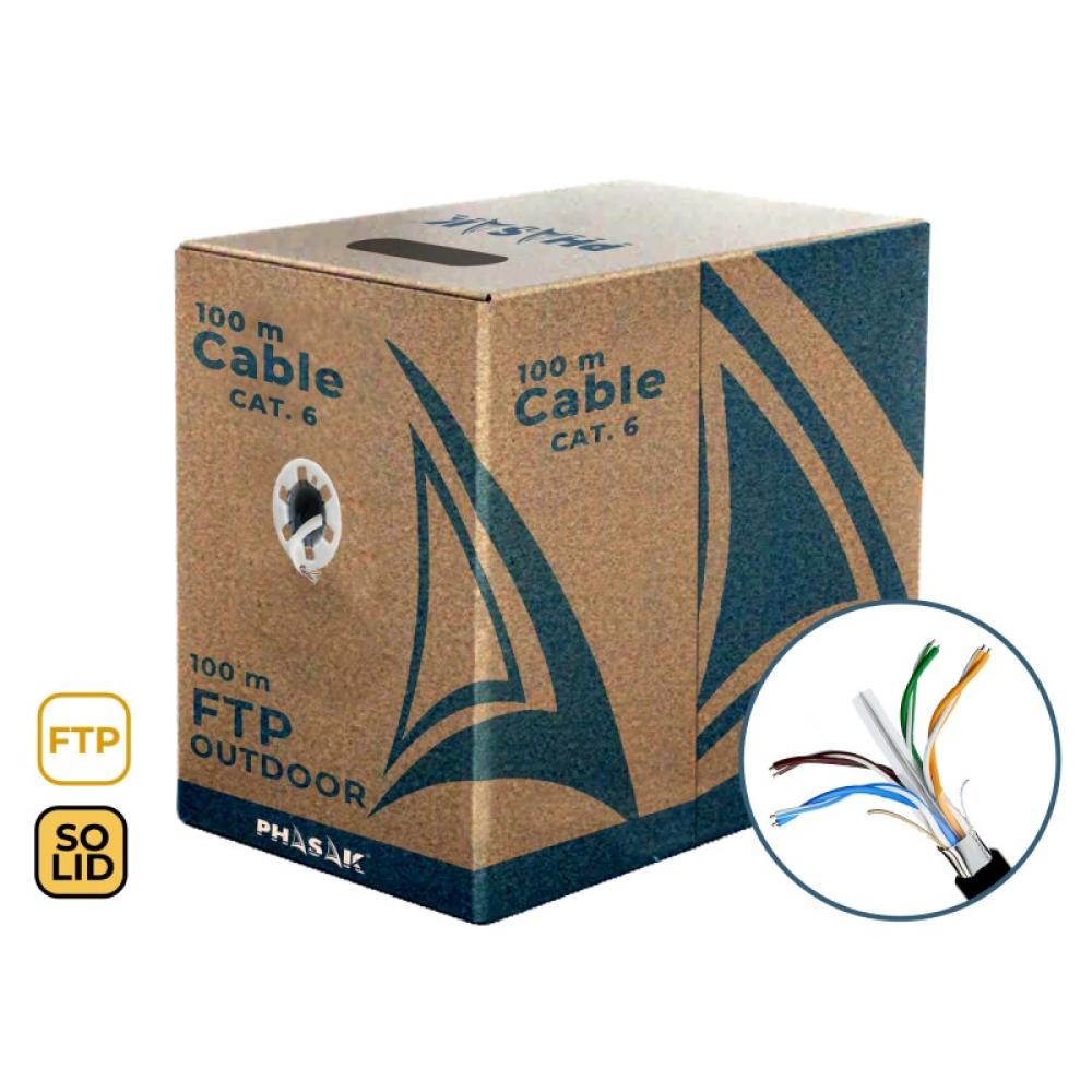Phasak - Bobina de cable de red FTP Cat.6A exterior CCA AWG23 100 m – PHR 681