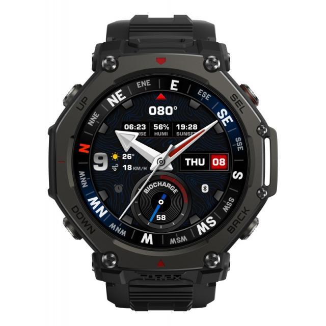 Amazfit - T-Rex 3 Pro 3,81 cm (1.5") AMOLED 48 mm Digital 480 x 480 Pixeles Pantalla táctil Negro Wifi GPS (satélite)