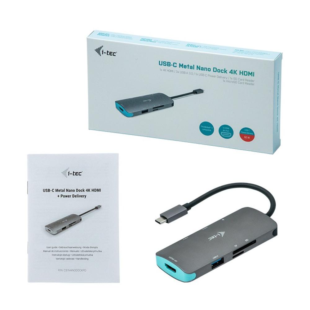i-tec - Metal USB-C Nano Dock 4K HDMI + Power Delivery 100 W