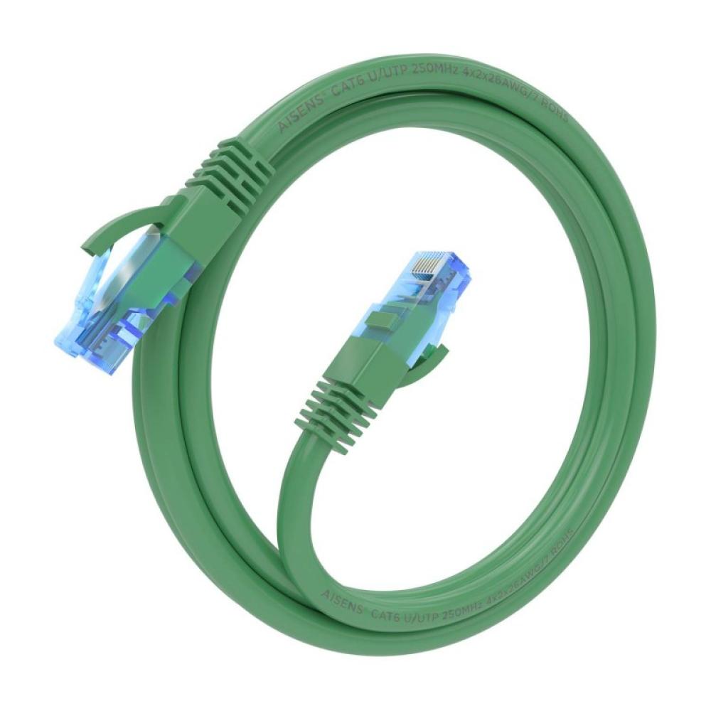 AISENS - Cable De Red Latiguillo RJ45 Cat.6 UTP AWG26 CCA, Verde, 1.5 m