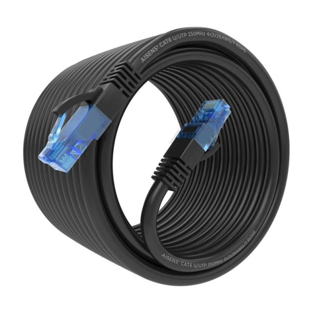AISENS - Cable De Red Latiguillo RJ45 Cat.6 UTP AWG26 CCA, Negro, 10 m
