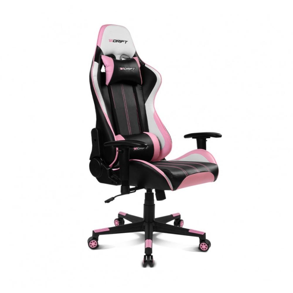 DRIFT - DR175PINK silla para videojuegos Silla para videojuegos universal Asiento acolchado Rosa, Negro, Blanco