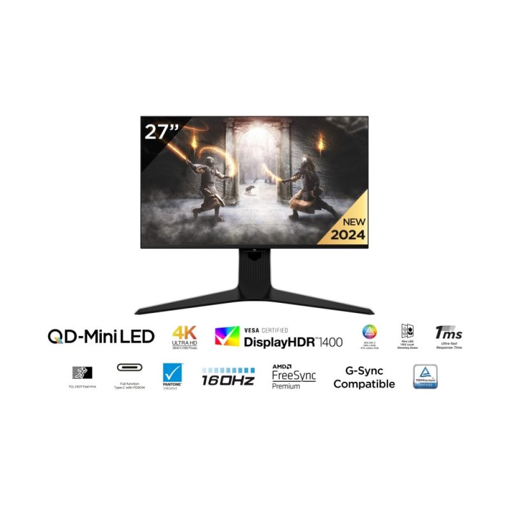 TCL - R83 27R83U pantalla para PC 68,6 cm (27") 3840 x 2160 Pixeles 4K Ultra HD QLED Negro, Blanco