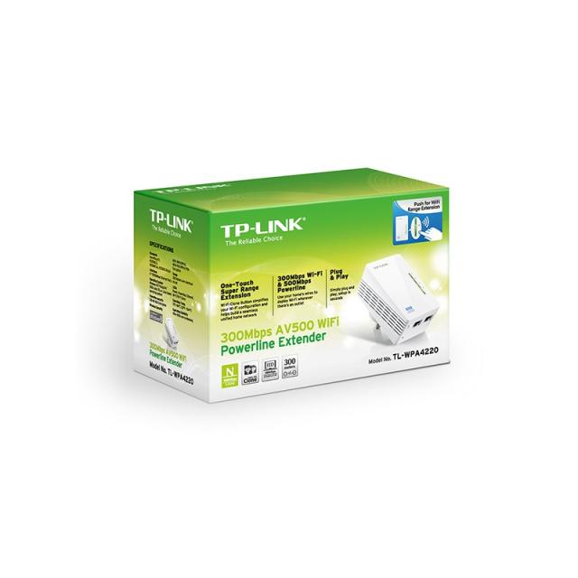 TP-Link - TL-WPA4220 adaptador de red PowerLine 600 Mbit/s Ethernet Wifi Blanco 1 pieza(s)