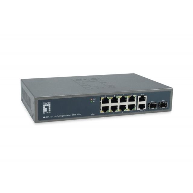 LevelOne - GEP-1221 switch No administrado Gigabit Ethernet (10/100/1000) Energía sobre Ethernet (PoE) Negro