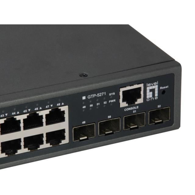 LevelOne - GTP-5271 switch Gestionado L3 Gigabit Ethernet (10/100/1000) Energía sobre Ethernet (PoE) Gris