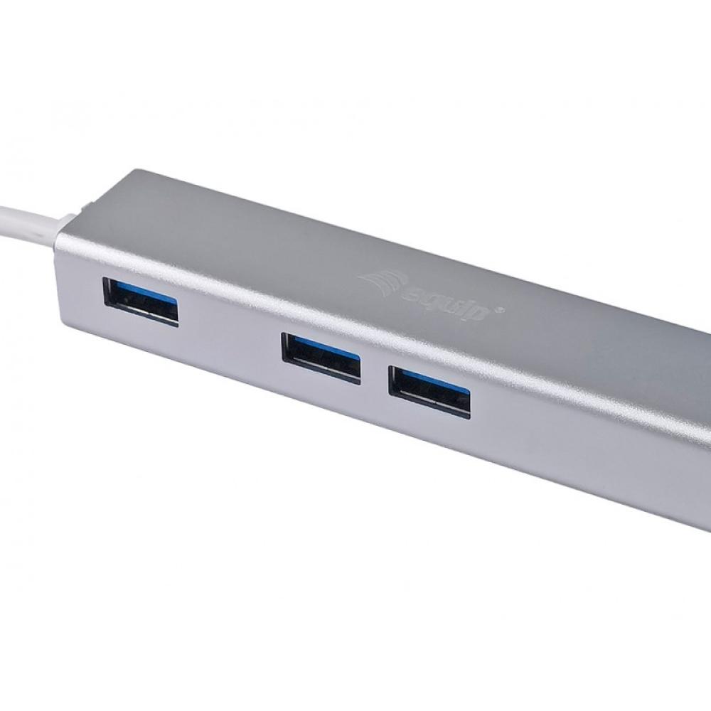 Equip - Hub USB-C a USB 3.0 de 3 puertos con adaptador Gigabit