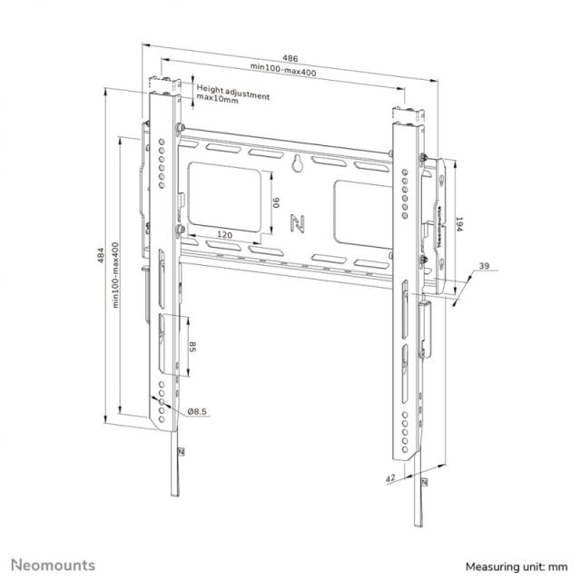 Neomounts - WL30-750BL14 Soporte de pared robusto 42-75" - fijo - bloqueable - instalación rápida - TÜV