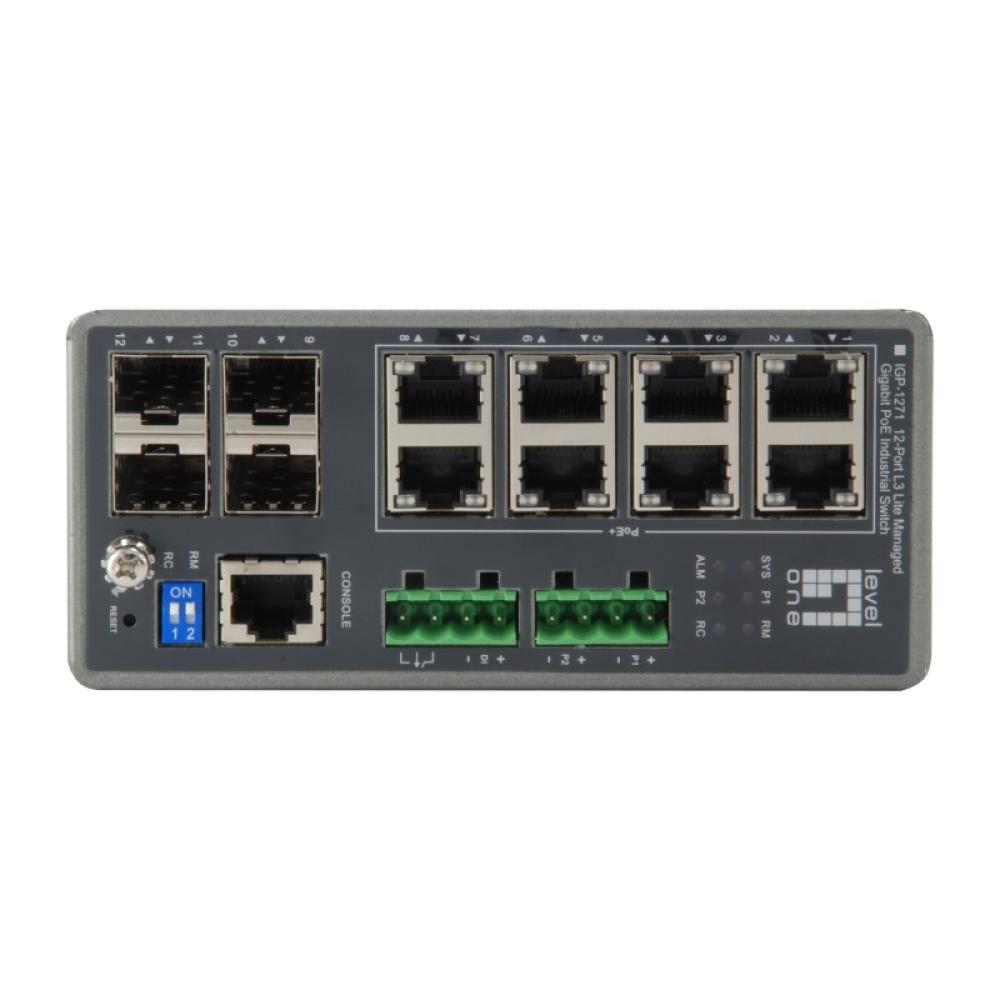 LevelOne - IGP-1271 switch Gestionado L3 Gigabit Ethernet (10/100/1000) Energía sobre Ethernet (PoE) Gris