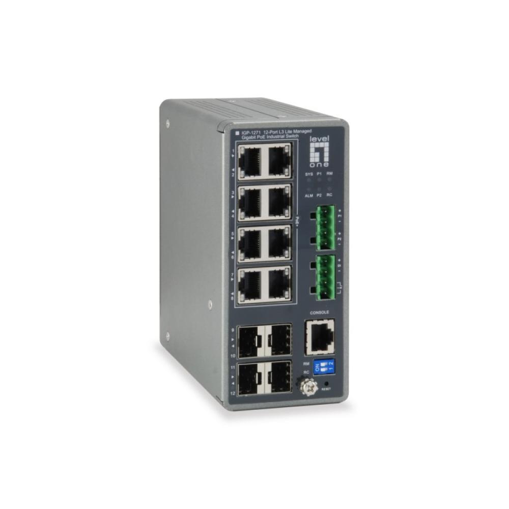 LevelOne - IGP-1271 switch Gestionado L3 Gigabit Ethernet (10/100/1000) Energía sobre Ethernet (PoE) Gris