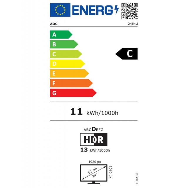 AOC - 24E4U pantalla para PC 60,5 cm (23.8") 1920 x 1080 Pixeles Full HD LED Negro