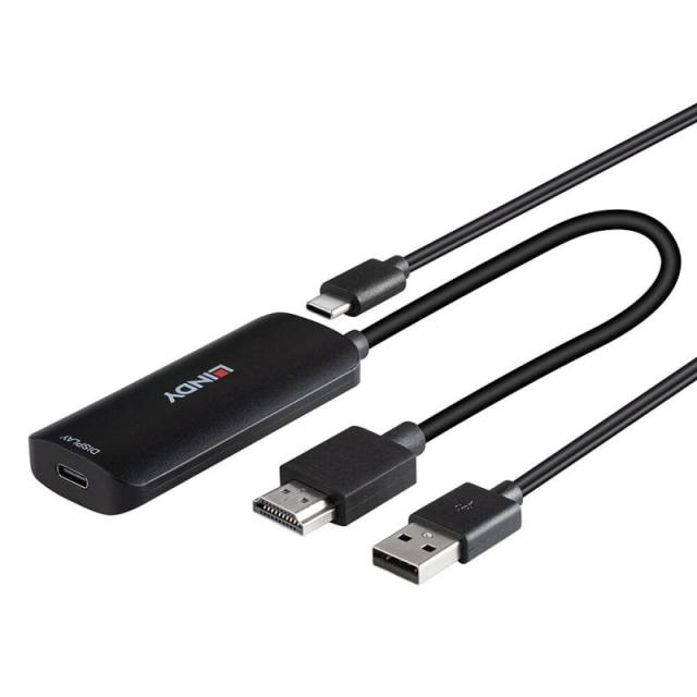 Lindy - 43423 adaptador de cable de vídeo 0,2 m USB Tipo C HDMI + USB Type-C Negro