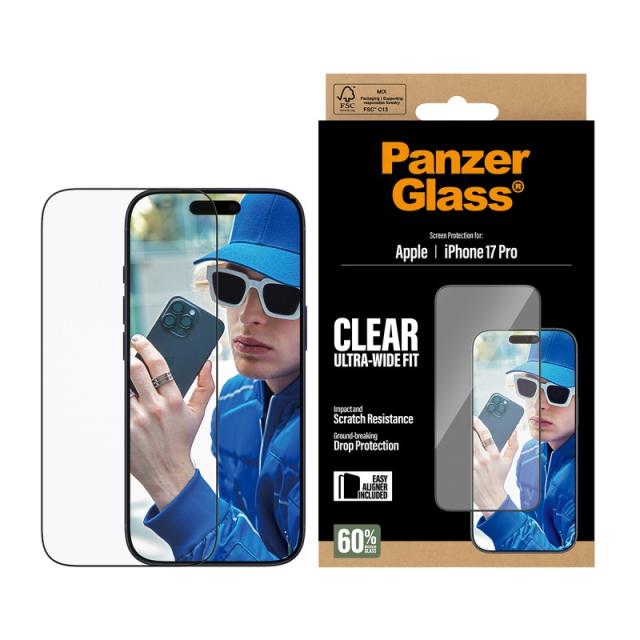 PanzerGlass - Screen Protector iPhone 17 Pro / Ultra-Wide Fit w. EasyAligner Protector de pantalla Apple 1 pieza(s)