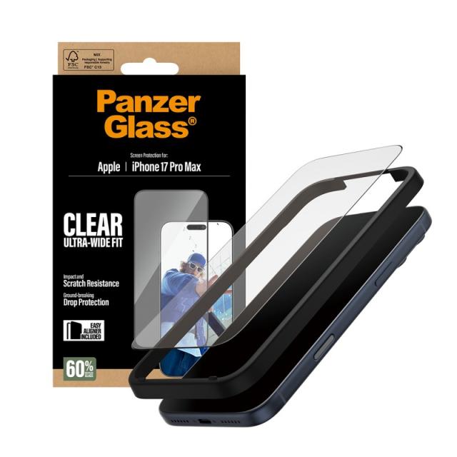 PanzerGlass - Screen Protector iPhone 17 Pro Max / Ultra-Wide Fit w. EasyAligner Protector de pantalla Apple 1 pieza(s)