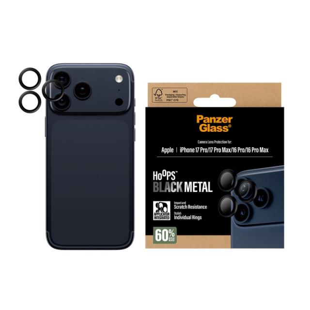 PanzerGlass - Hoops® Camera Lens Protector Black iPhone 17 Pro / iPhone 17 Pro Max / iPhone 16 Pro / 16 Pro Max Protector de pan
