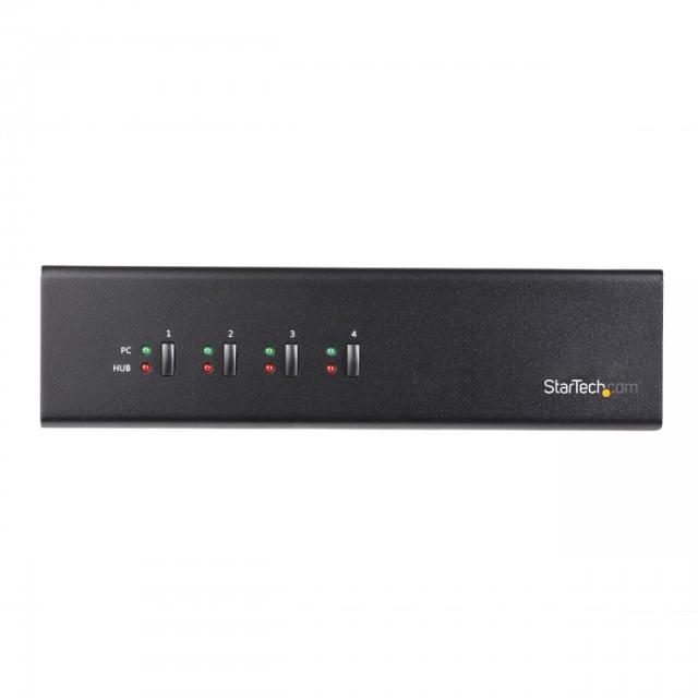 StarTech.com - Switch Conmutador KVM de 4 Puertos DVI con Enlace Doble y Vídeo Doble - 4K 60Hz - KVM que Cumple con TAA