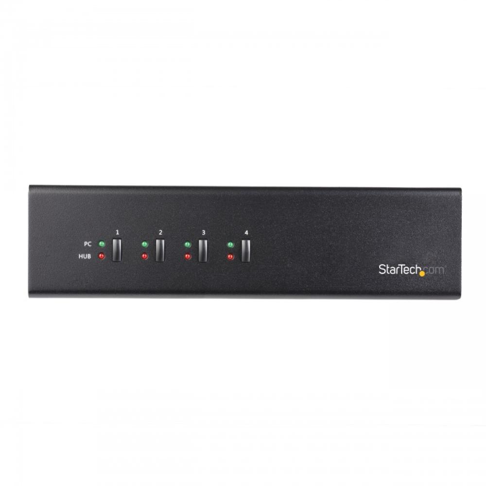 StarTech.com - Switch Conmutador KVM de 4 Puertos DVI con Enlace Doble y Vídeo Doble - 4K 60Hz - KVM que Cumple con TAA