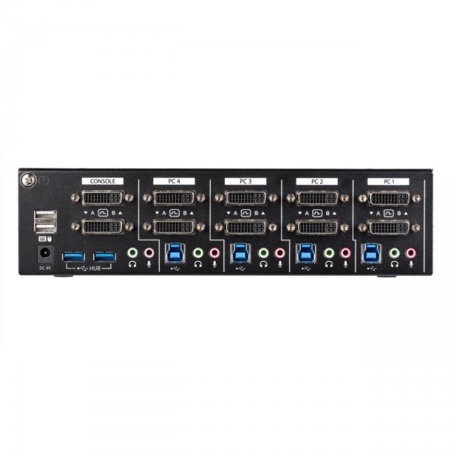 StarTech.com - Switch Conmutador KVM de 4 Puertos DVI con Enlace Doble y Vídeo Doble - 4K 60Hz - KVM que Cumple con TAA