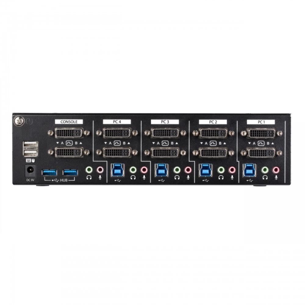 StarTech.com - Switch Conmutador KVM de 4 Puertos DVI con Enlace Doble y Vídeo Doble - 4K 60Hz - KVM que Cumple con TAA