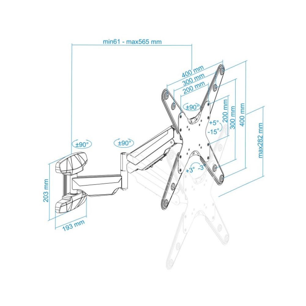 TooQ - LP2355TN-B soporte para TV 139,7 cm (55") Negro