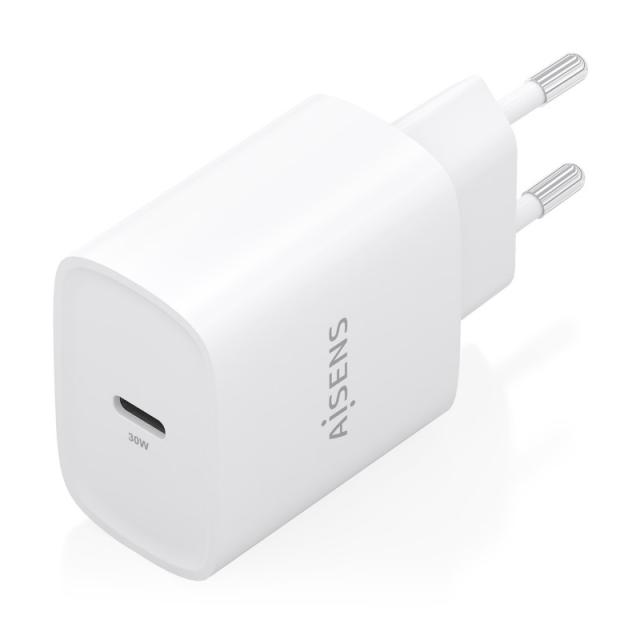 AISENS - Cargador GaN 30W, 1xUSB-C PD3.0, Blanco - A110-0950