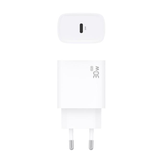 AISENS - Cargador GaN 30W, 1xUSB-C PD3.0, Blanco - A110-0950
