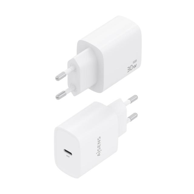 AISENS - Cargador GaN 30W, 1xUSB-C PD3.0, Blanco - A110-0950