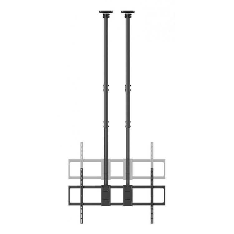 AISENS - Soporte de Techo PRO Inclinable, Extensible y Nivelable para Monitor/TV 120kg de 60-120, Negro