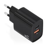 AISENS - Cargador GaN 30W, 1xUSB-C PD3.0 QC4.0, 1xUSB-A QC3.0, Negro - A110-0953