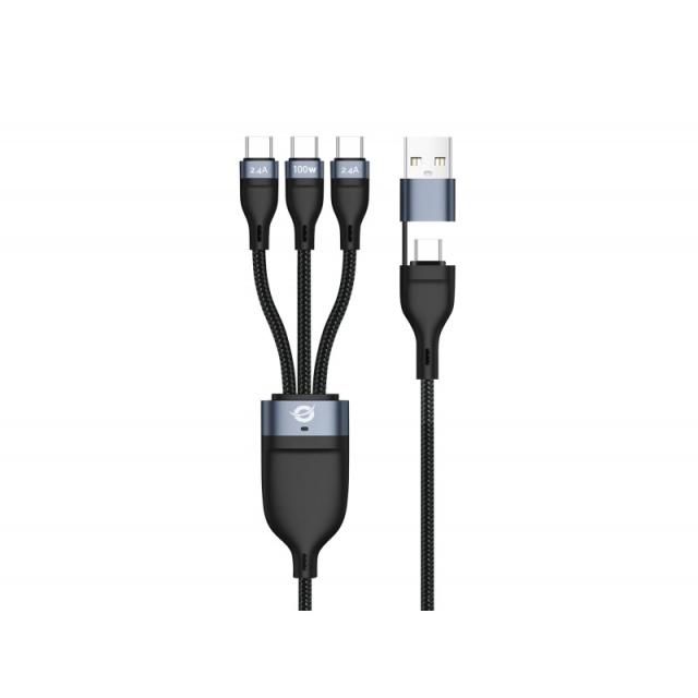 Conceptronic - ETTA06B15C cable USB USB 2.0 1,5 m USB A/USB C 3 x USB C Negro
