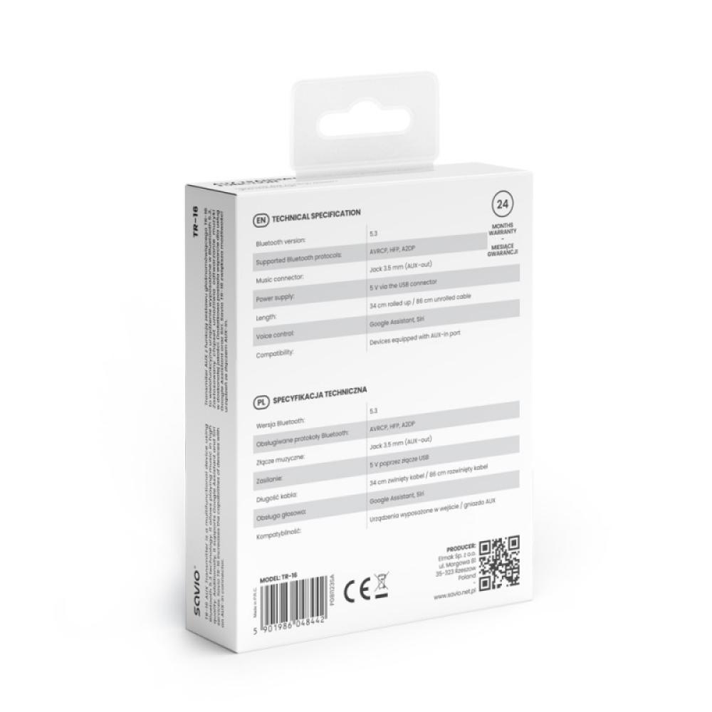 Savio - TR-16 transmisor FM 2400 - 2483,5 MHz Bluetooth Negro, Plata