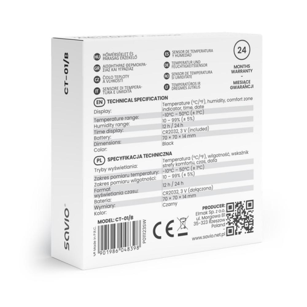 Savio - CT-01/B sensor de temperatura y humedad Interior Independiente