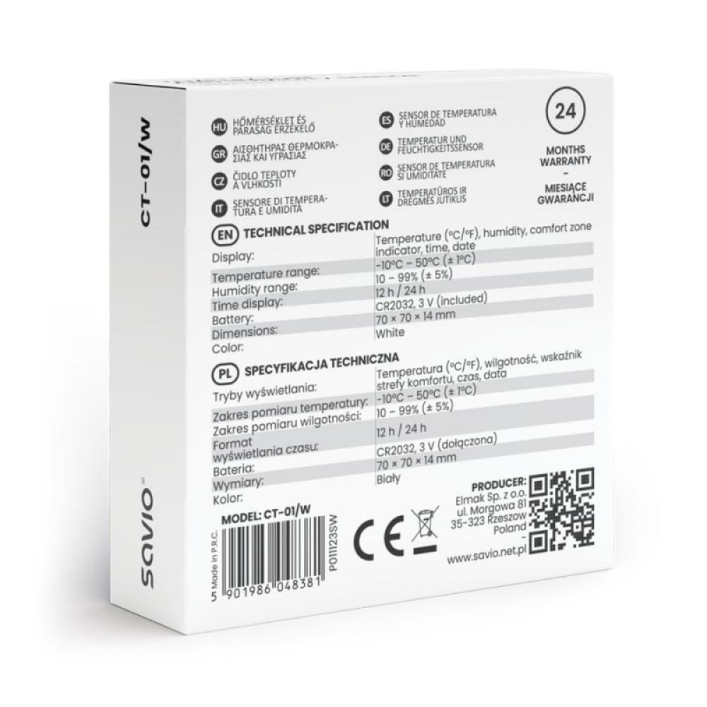 Savio - CT-01/W sensor de temperatura y humedad Interior Independiente