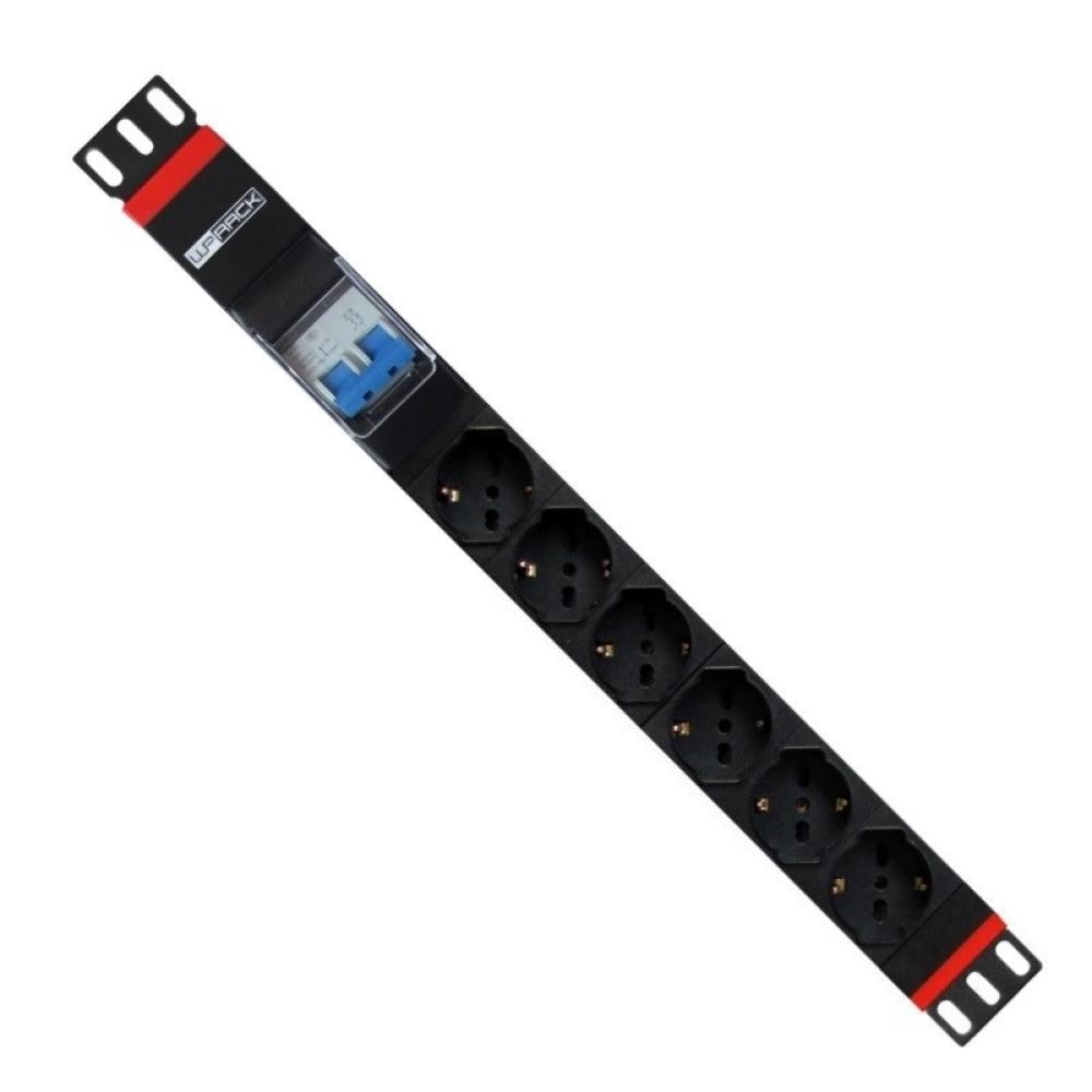WP - WPN-PDU-G02-06 unidad de distribución de energía (PDU) 1U Negro, Rojo 6 salidas AC