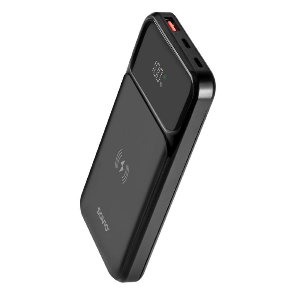 Savio - BA-09 batería externa Polímero de litio 37 mAh Cargador inalámbrico Negro