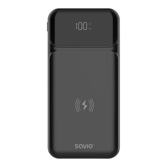 Savio - BA-09 batería externa Polímero de litio 37 mAh Cargador inalámbrico Negro