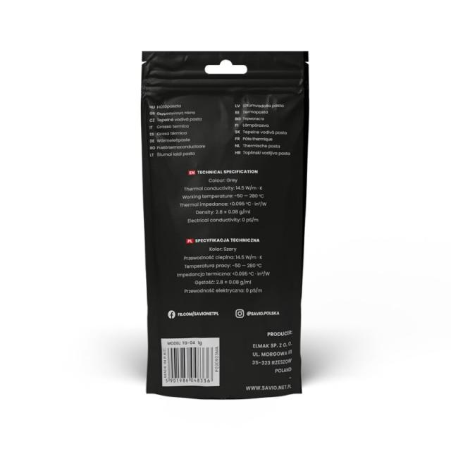 Savio - TG-04 compuesto disipador de calor Pasta térmica