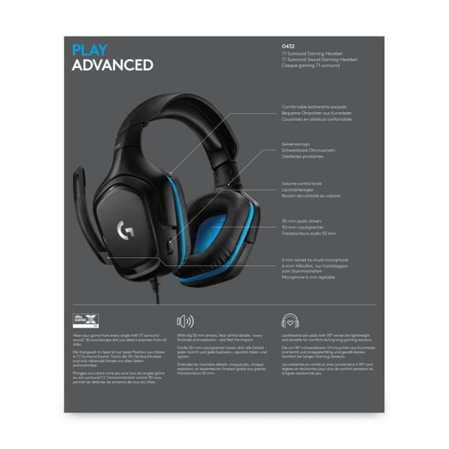 Logitech G - 981-000770 auricular y casco Auriculares Alámbrico Diadema Juego Negro, Azul
