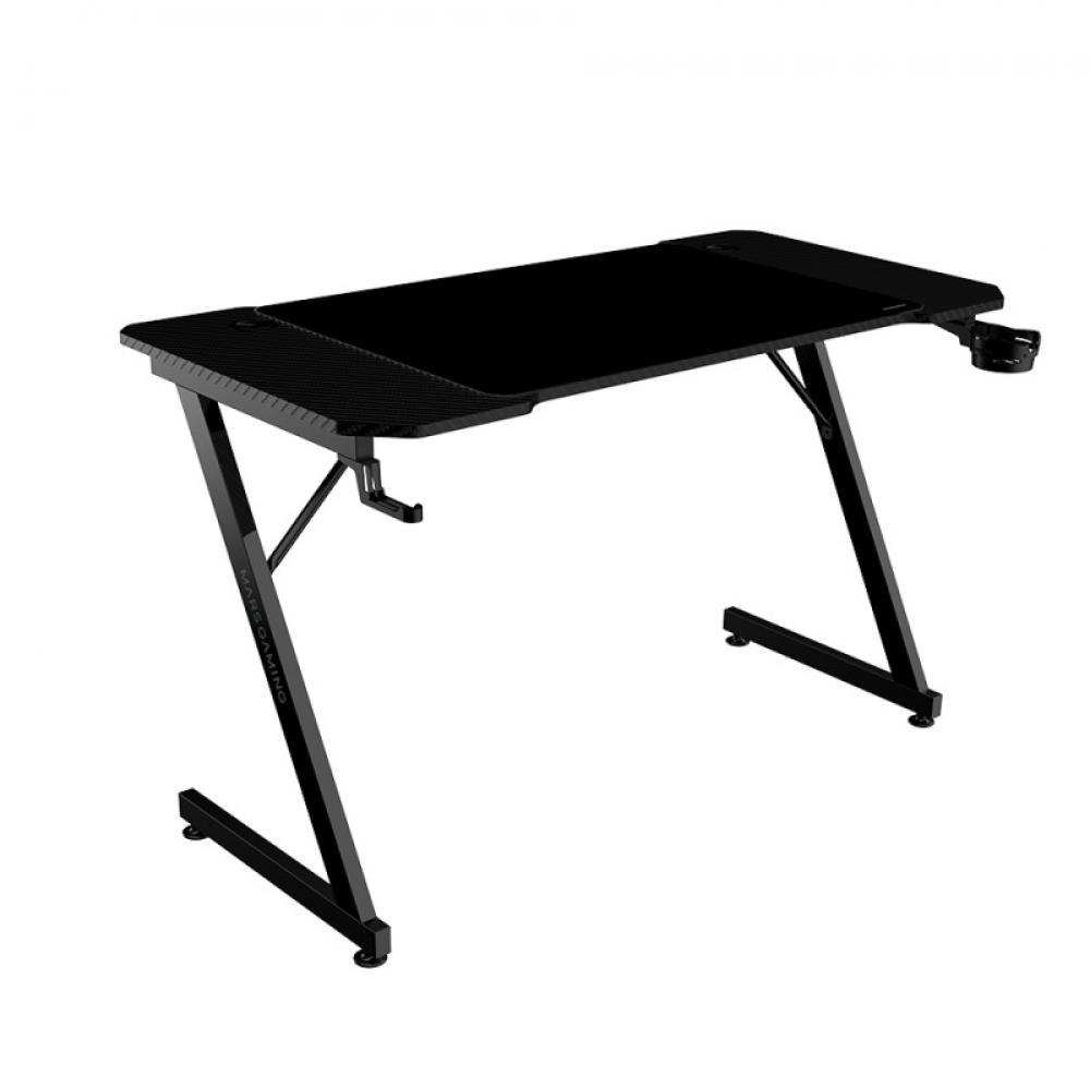 Mars Gaming - MGD-X120, Mesa Gaming Ergonómica, Superficie en Fibra de Carbono, Estructura Metálica, Alfombrilla XXL, Soporte Au