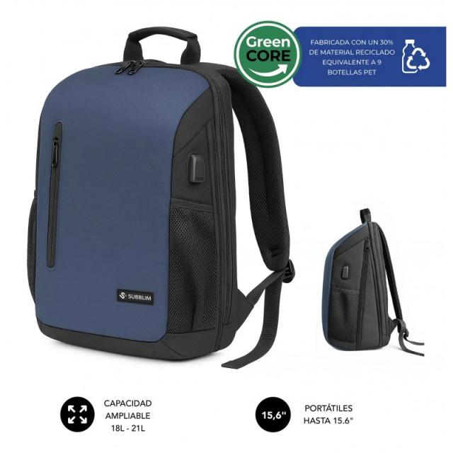 SUBBLIM - Nomad Xpand Air Padding mochila City backpack Azul Poliéster reciclado