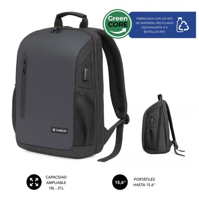 SUBBLIM - Nomad Xpand Air Padding mochila City backpack Negro Poliéster reciclado