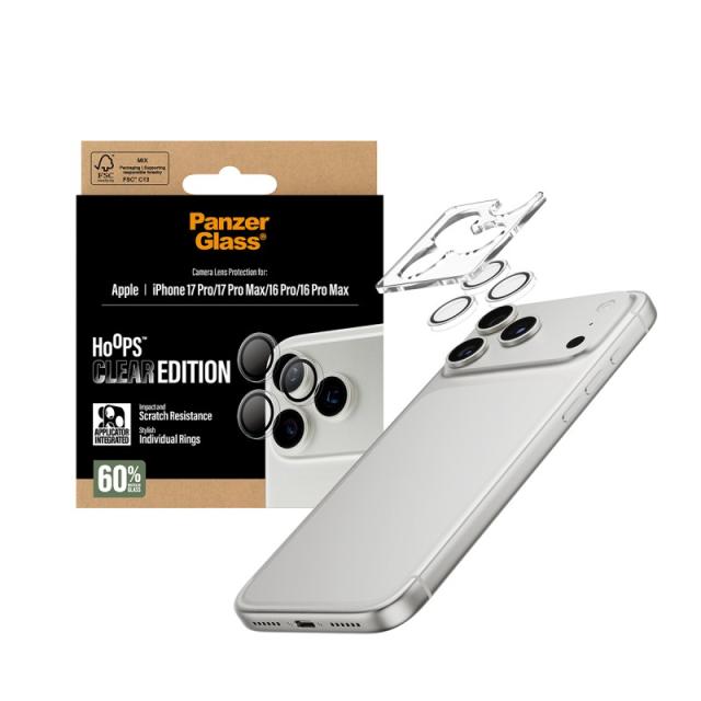 PanzerGlass - Hoops® Camera Lens Protector Transparent iPhone 17 Pro / iPhone 17 Pro Max / iPhone 16 Pro / 16 Pro Max Protector