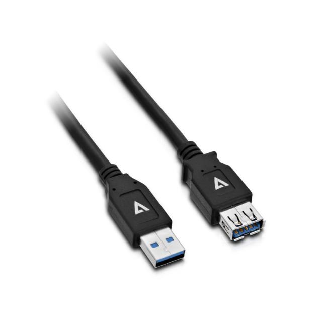 V7 - Cable de extensión USB negro con conector USB 3.0 A hembra a USB 3.0 A macho 2m 6.6ft