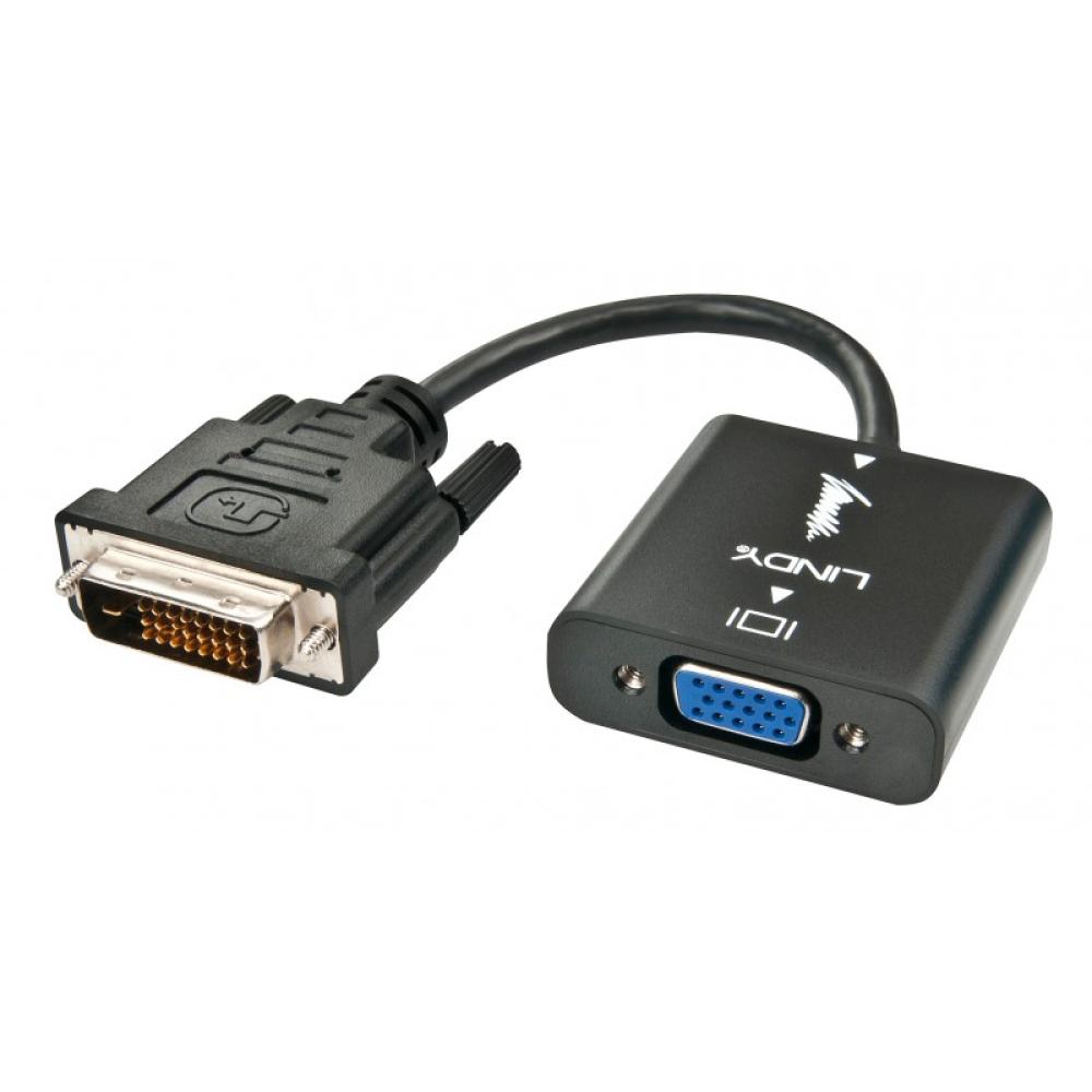 Lindy - 38189 adaptador de cable de vídeo 0,1 m DVI-D VGA (D-Sub) Negro