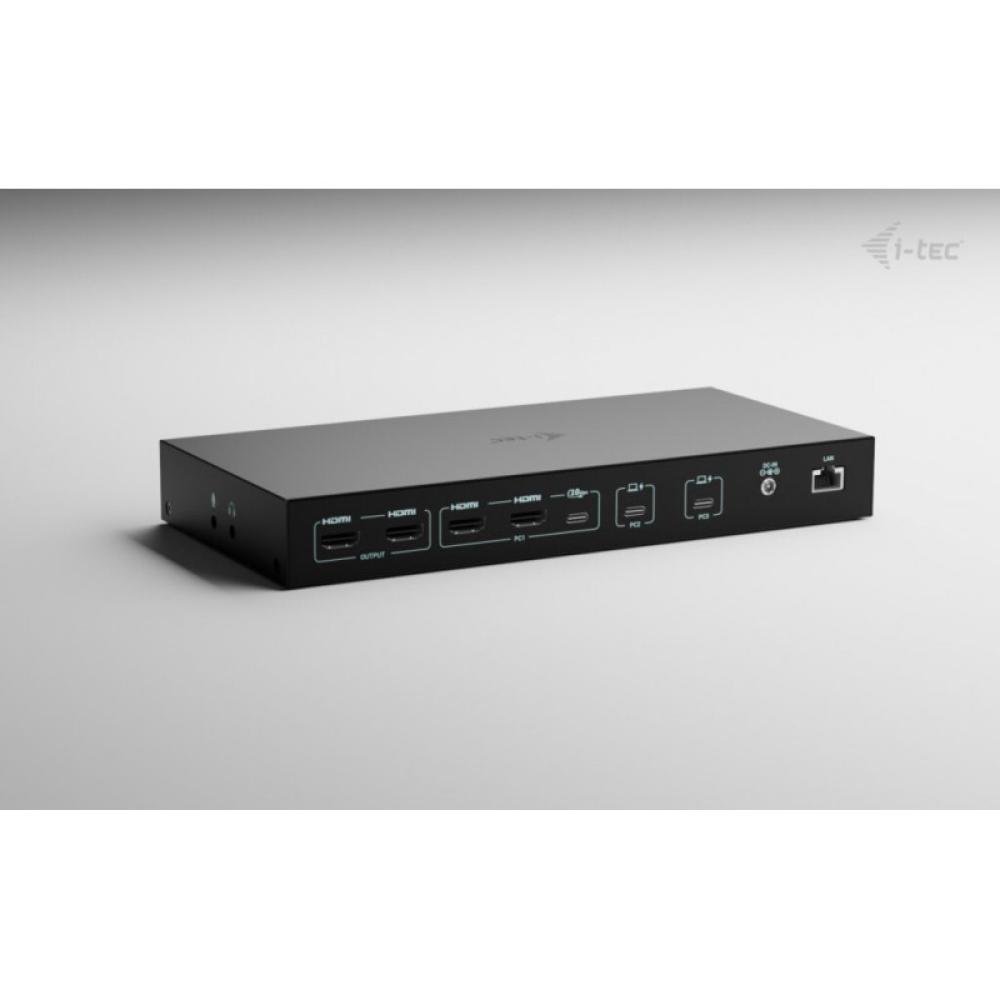 i-tec - USB-C KVM Dock PRO for Three Hosts, Dual Video, with 2x Power Delivery, max 92W
