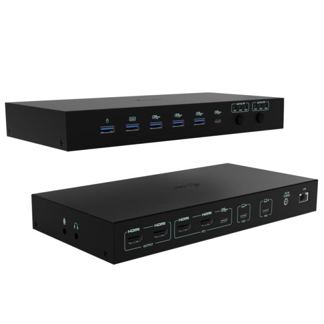 i-tec - USB-C KVM Dock PRO for Three Hosts, Dual Video, with 2x Power Delivery, max 92W